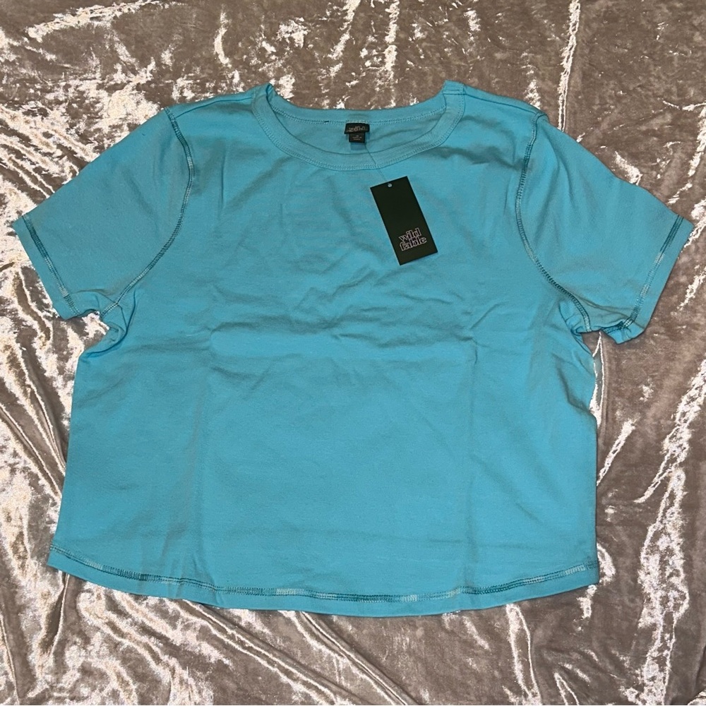 Juniors Wild Fable Blue Cropped T-Shirt